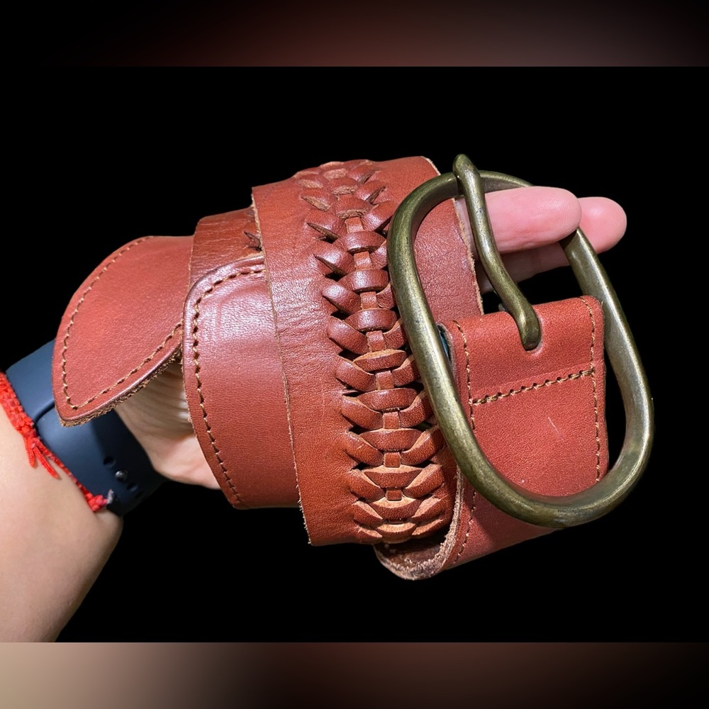 Gap Leather Belt W/braided Details Sz Xs
